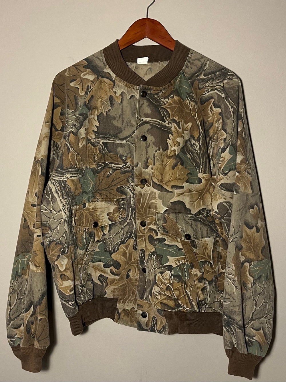Vintage Advantage Timber Camo Bomber Jacket USA Made Hunting Gorpcore XL